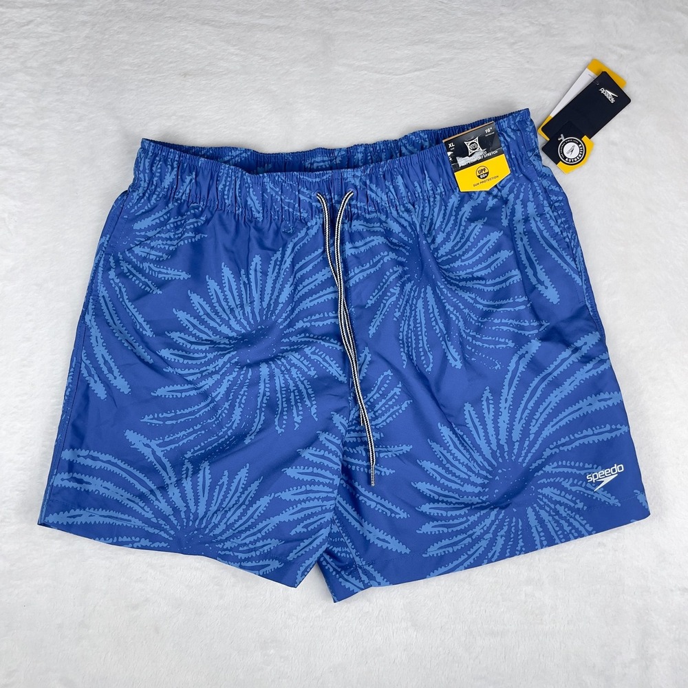 Speedo Swim Shorts Mens XL Blue Eco 4-Way Comfort Stretch UPF 50+ Sun Protection - Picture 2 of 6
